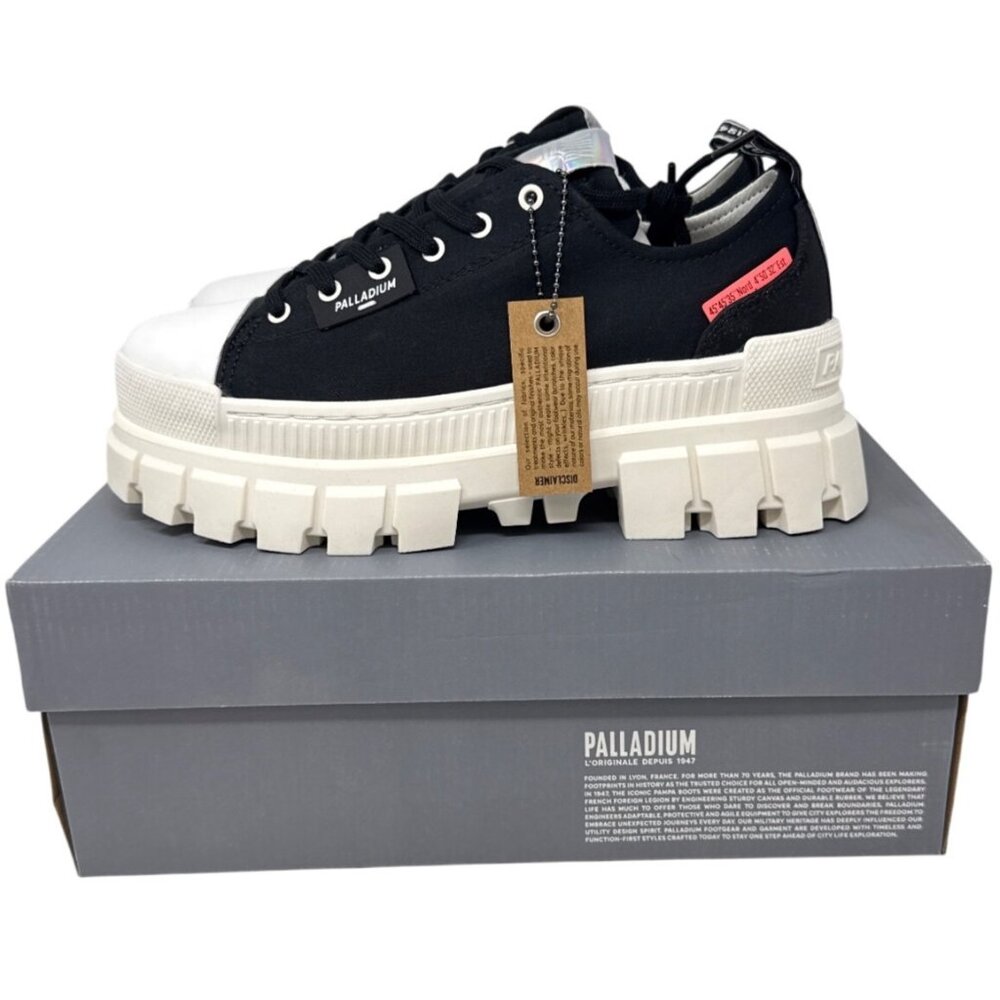 Palladium Revolt Lo Tx Women's Black/White Chunky Sneakers Size 9.5 97243-016-M